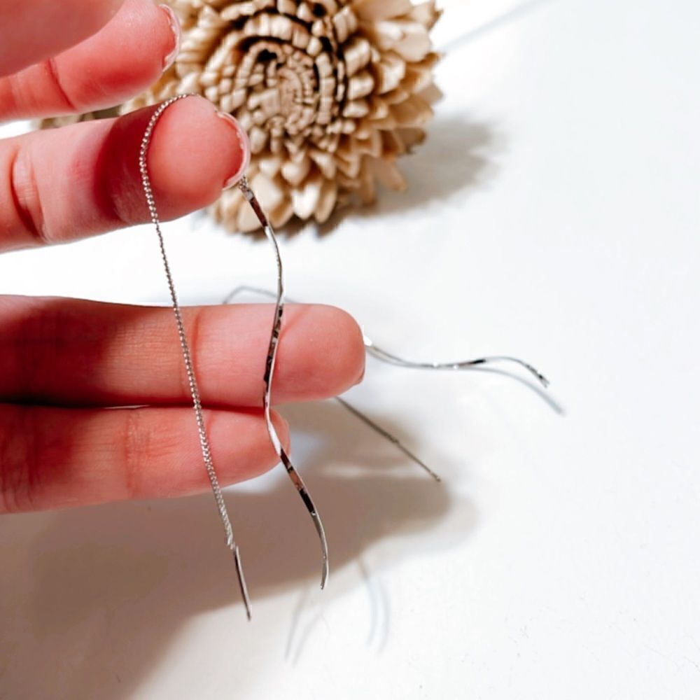 Silver threader earrings M263 - Picture 4 of 4